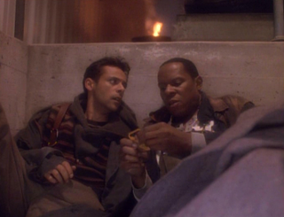 Dr. Bashir (Alexander Siddig) and Commander Sisko (Avery Brooks) in “Past Tense”